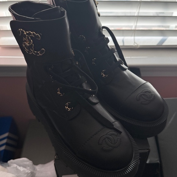 CHANEL Black Leather Ankle Boots - Picture 10 of 12
